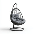 Hamak lub fotel wisz?cy, Czarno-szare krzes?o ogrodowe z tworzywa sztucznego, stalowe i rattan PE 95 x 75 x 195 cm