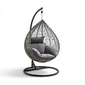 Hamak lub fotel wisz?cy, Szare jajka ogr¨®d wisz?ce fotel 95 x 95 x 195 cm w rattan PE i stali