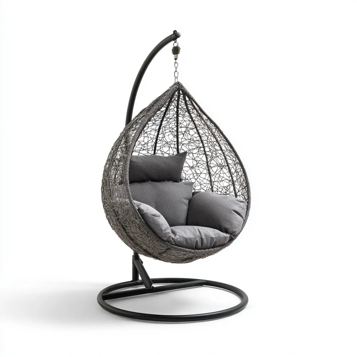 Hamak lub fotel wisz?cy, Szare jajka ogr¨®d wisz?ce fotel 95 x 95 x 195 cm w rattan PE i stali