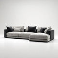 Sofa, Kanapa narożna z krzesełkiem z haczykiem L szarym i czarnym 280 x 170 x 85 cm poliester