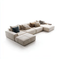 Sofa, Kanapa w kształcie litery Ua z beżowym 6 miejscami 400 x 170 x 78 cm w poliestrze