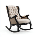 Fotel do siedzenia z rockowaniem Be?owa Czarna 78 x 95 x 106 cm lite drewno poliestrowe rattan