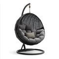Hamak lub fotel wisz?cy, Czarny ogr¨®d z jaj wisz?ce fotel 120 x 105 x 195 cm podp¨®rka w stali i syntetyczny rattan