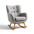 Fotel bujany, Szary fotel rockera poliestrowego z podstaw? hevea drewna 69 x 93 x 100 cm