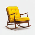 Fotel bujany, ?¨®?ty fotel z poliestru z lit? konstrukcj? drewnian? 65 x 85 x 95 cm