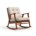 Fotel bujany, Be?owy fotel rockowy z oparciem tapicerowanym w poliestrze i litym drewnie prostok?tnym kszta?cie 68 x 95 x 98 cm