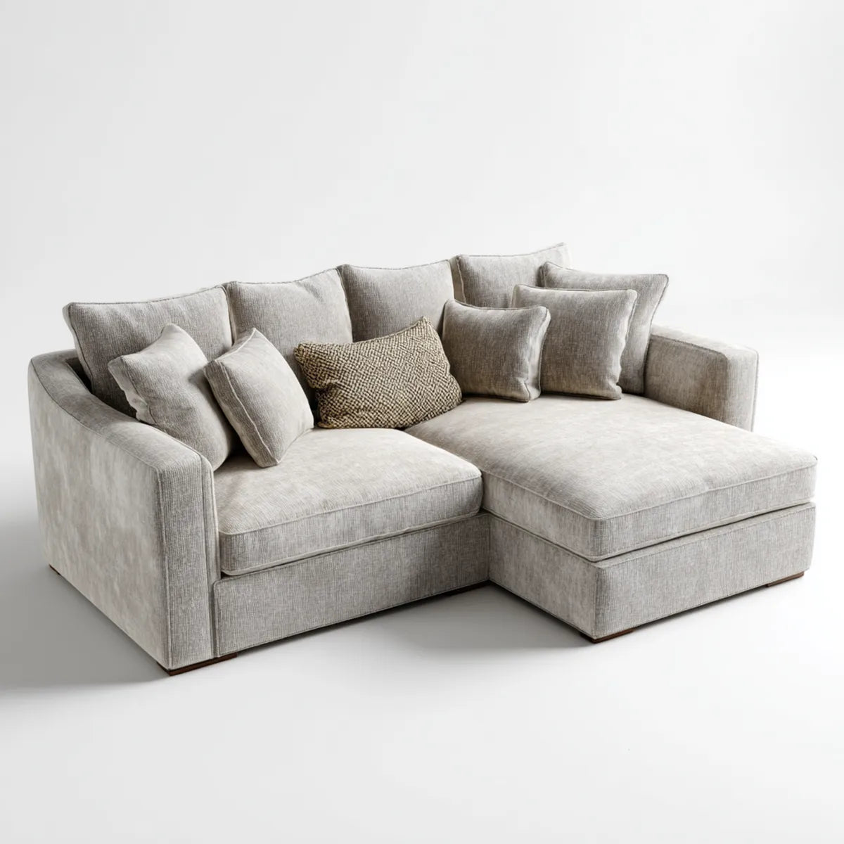Sofa, Kanapa naro?na z krzese?kiem 3 miejsca szary go??bica 250 x 165 x 85 cm w poliestrowym kszta?cie L